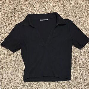 Zara Black Women's Polo Top